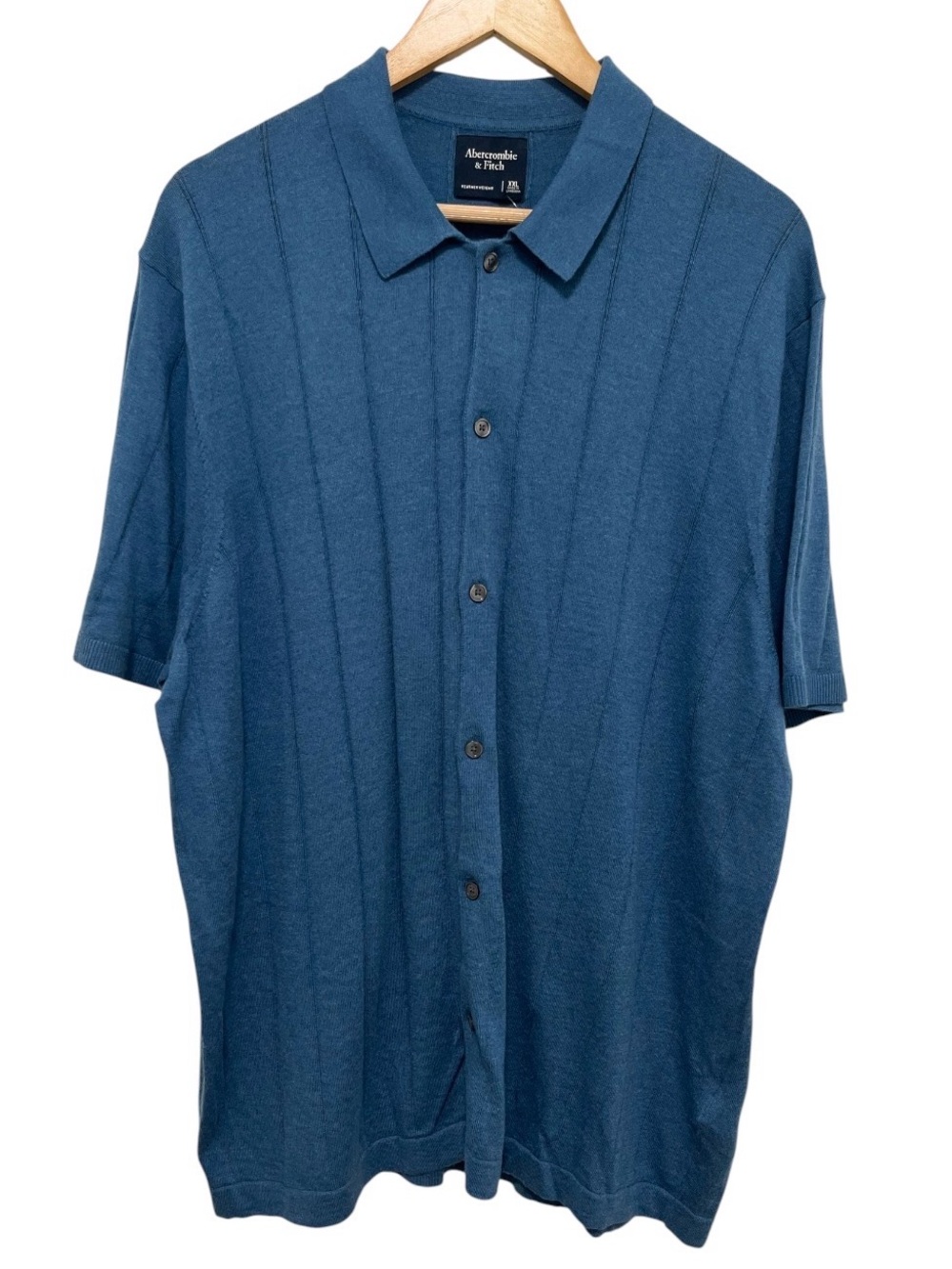 Abercrombie & Fitch NWT Featherweight Ribbed Button Up Short Sleeve Shirt XXL